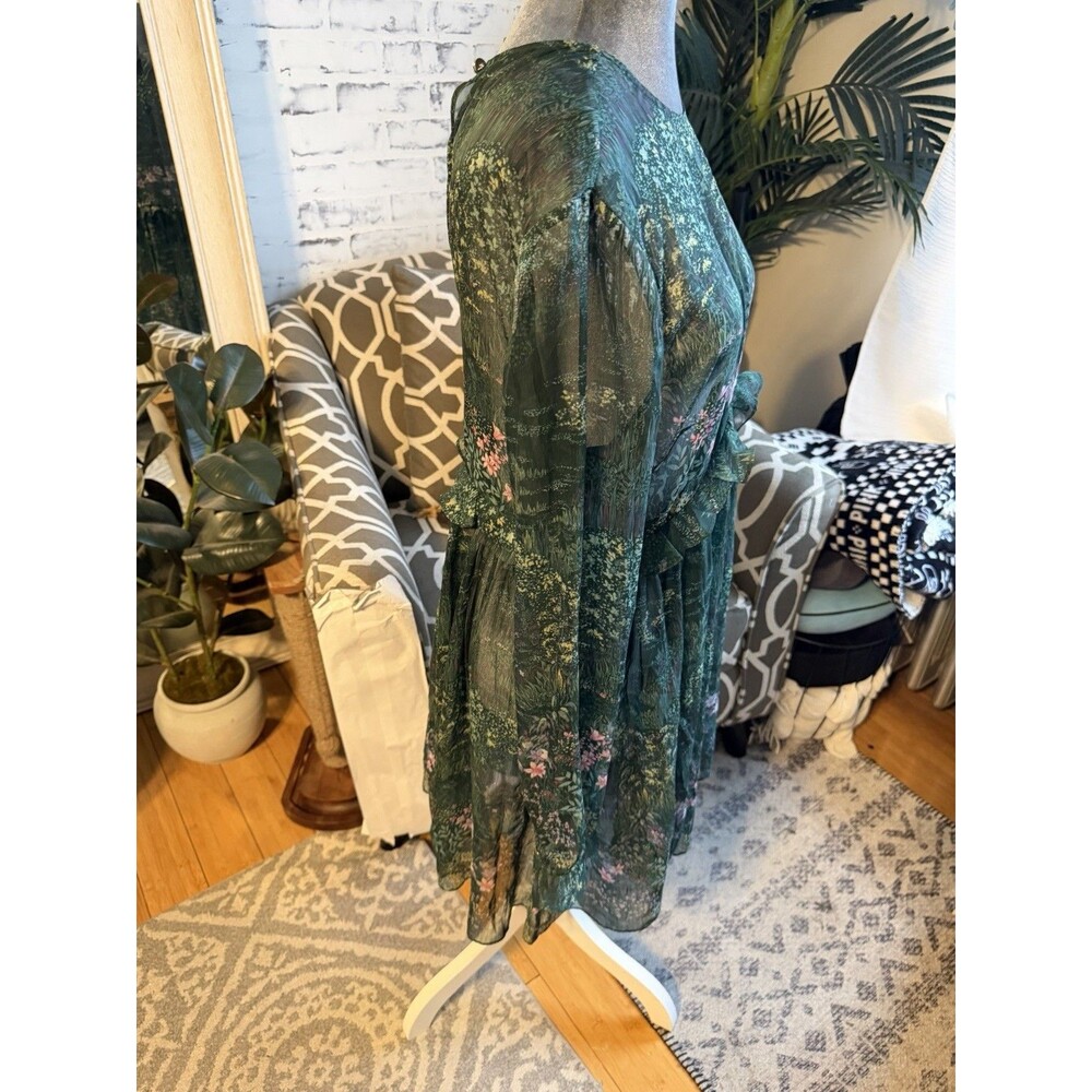 Ted Baker Green Floral-print Chiffon Mini Dress - Picture 6 of 10